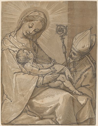 Madonna mit Kind und einem Bischof von Andrea Andreani after Alessandro Casolani
