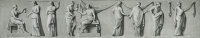 Ein Grisaille-Panel, das eine weibliche Prozession mit Tränenkrügen darstellt von Andrea Casali