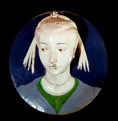 Porträt eines jungen Fremden Tondo in Terrakotta-Dekor von Andrea della Robbia von Andrea Della Robbia