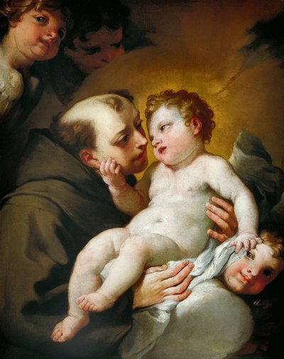 St. Antonius von Padua mit dem Jesuskind, von Andrea Lanzani von Andrea Lanzani