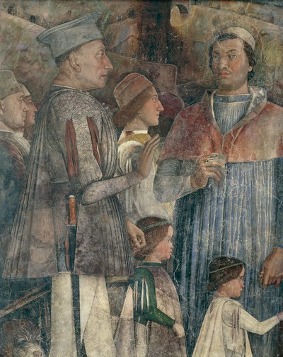 Louis II, Kardinal Francesco, Francesco II und Sigismondo Gonzaga (Detail) von Andrea Mantegna