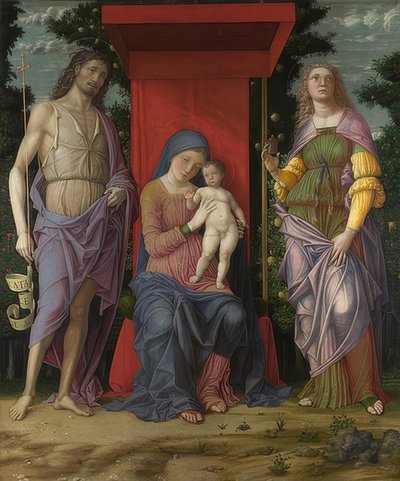 Madonna mit Kind, Johannes dem Täufer und Maria Magdalena von Andrea Mantegna