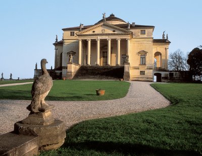 Renaissance-Architektur: Ansicht der Villa Capra, genannt die Rotonda, entworfen von Andrea Palladio (1508-1580) 1566 Vicenza, Italien von Andrea Palladio