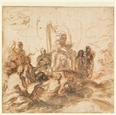 Entwurf für Allegorie der göttlichen Weisheit, Empfangsraum, Palazzo Barberini, Rom, Italien von Andrea Sacchi
