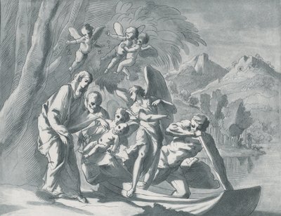 Die Rast auf der Flucht nach Ägypten, 1740-71 von Andrea Scacciati