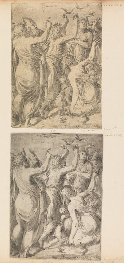 Moses zeigt den Israeliten die Wachteln, ca. 1545 von Andrea Schiavone