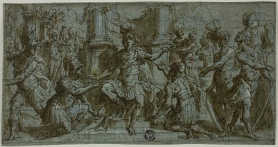 Mars (oder Alexander?) verteilt die Siegeskränze von Andrea Semino