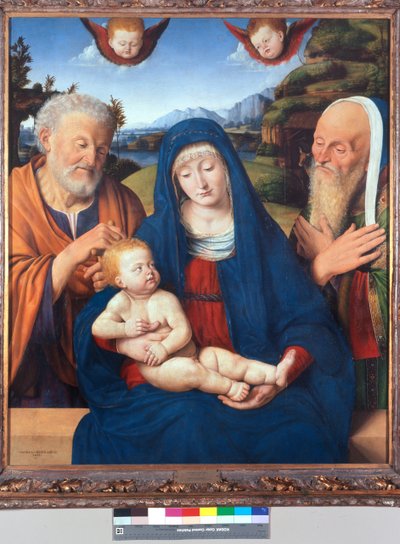 Madonna und Kind mit St. Joseph und St. Simeon von Andrea Solario