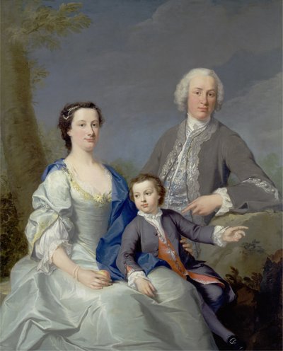 Sir Robert und Lady Smyth mit ihrem Sohn Hervey, ca. 1738-39 von Andrea Soldi