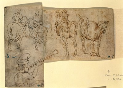 Inv Nr.38 recto Skizze von Pferden, ca. 1460-70 von Andrea Verrocchio