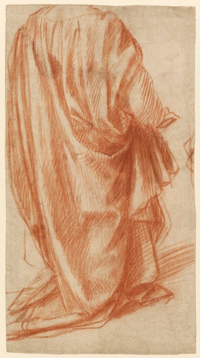 Faltenwurfstudie (Vorderseite); Studie eines männlichen Aktes (Rückseite) von Andrea del Sarto