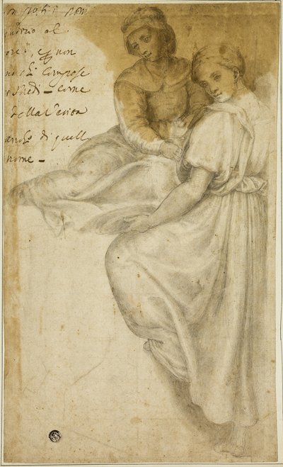 Heilige Anna und stehende Frau mit Tablett von Andrea del Sarto