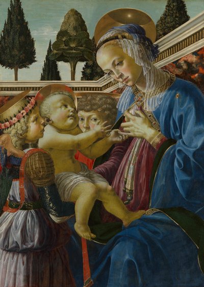 Die Jungfrau und das Kind mit zwei Engeln, ca. 1467-1469 von Andrea del Verrocchio