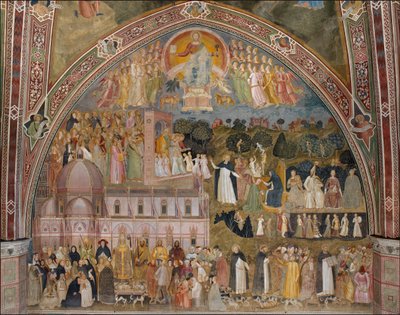Triumph der Kirche, Kirche militant und triumphierend, Alternativtitel: Allegorie der aktiven und triumphierenden Kirche und des Dominikanerordens von Andrea di Bonaiuto