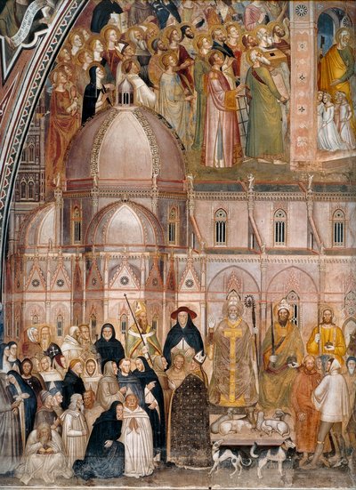 Triumph der Kirche, Kirche Militante und Triumphierende (Allegorie der aktiven und triumphierenden Kirche und des Dominikanerordens) von Andrea di Bonaiuto