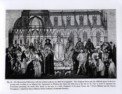 Die kirchliche Hierarchie, aus Wissenschaft und Literatur im Mittelalter und in der Renaissance, geschrieben und graviert von Paul Lacroix, 1878 von Andrea di Bonaiuto fl.1342 77 after Andrea di Bonaiuto fl.1342 77 after