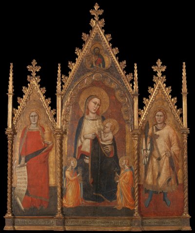 Triptychon mit der Jungfrau und dem Kind und den Heiligen Maria Magdalena und Ansanus von Andrea di Cione named Orcagna
