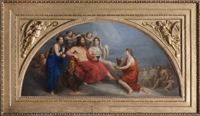 Der Olymp (Jupiter, von den Stunden mit Myrte gekrönt, reicht Ganymed einen Becher, um Nektar zu servieren) von Andrea the Elder Appiani