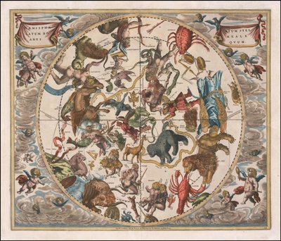 1660 Himmelskarte - Haemisphaerium Stellatum Boreale Antiquum von Andreas Cellarius
