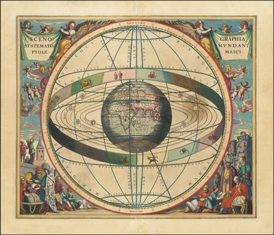 1660 Himmelskarte - Scenographia Systematis Mundani Ptolemaici von Andreas Cellarius