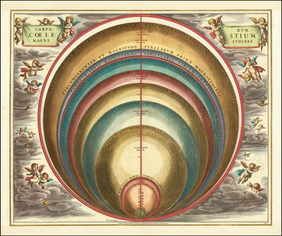 1660 Himmelskarte mit der Größe verschiedener Himmelskörper und Sterne von Andreas Cellarius