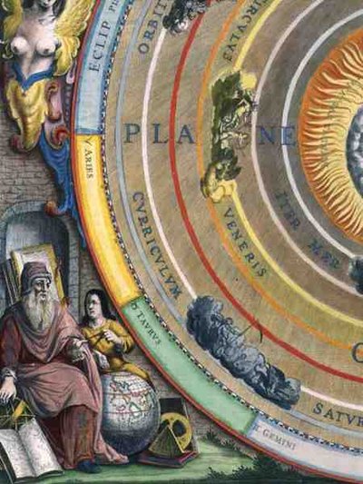 Ein Astronom (Detail) aus einer Karte der Planeten, aus 