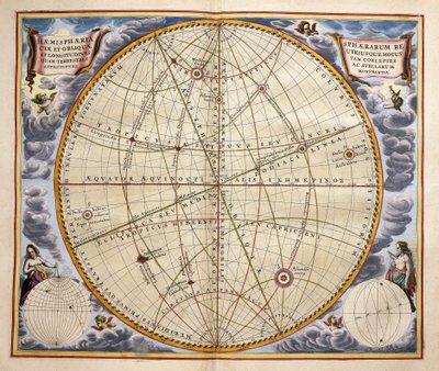 Bahnen von Planeten und Sternen, wie von der Erde aus gesehen, Gravur aus Harmonia Macrocosmica, von Andreas Cellarius (1596-1665) von Andreas Cellarius
