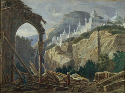 Bühnenbild für die Oper Ruslan und Ljudmila von M. Glinka, 1842 von Andreas Leonhard Roller