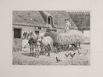 Ein Erntewagen in einem Bauernhof von Andreas Peter Madsen