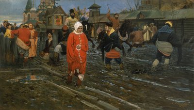 Moskauer Straße im 17. Jahrhundert an einem Feiertag von Andrei Petrovich Ryabushkin