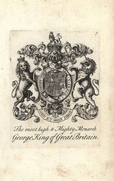 Wappen und Wappenschild des hoch und mächtigsten Monarchen König Georg I. von Großbritannien von Andrew Johnston