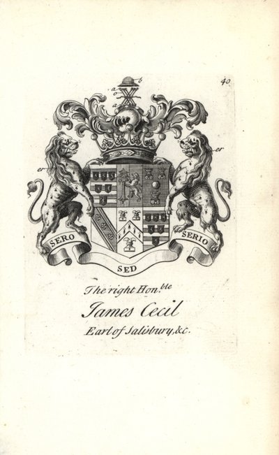 Wappen und Wappenschild des hochgeehrten James Cecil, 5. Earl of Salisbury von Andrew Johnston