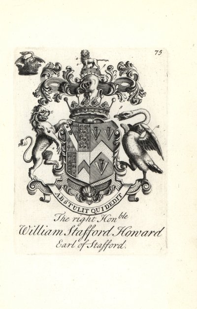 Wappen und Wappenschild des hochadligen William Stafford Howard, 2. Earl of Stafford von Andrew Johnston