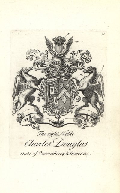 Wappen und Kamm des edlen Charles Douglas, 3. Herzog von Queensberry und Dover von Andrew Johnston