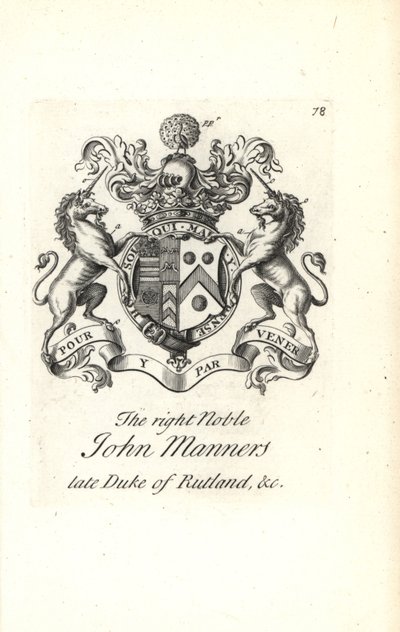 Wappen und Wappenschild des hochadligen John Manners, 2. Herzog von Rutland von Andrew Johnston