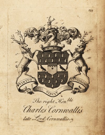 Wappen des Hochwohlgeborenen Charles Cornwallis, Lord Cornwallis, 4. Baron Cornwallis von Andrew Johnston