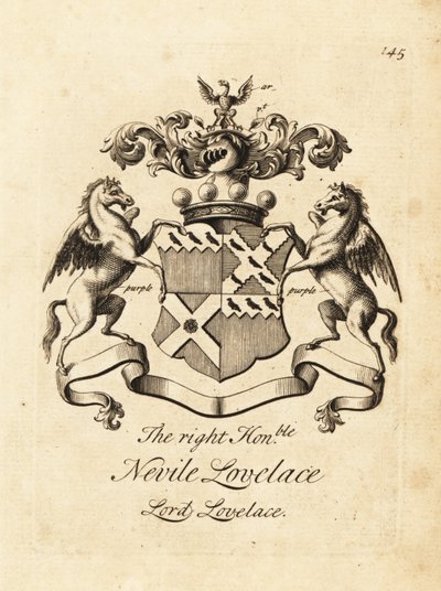 Wappen des Hochwohlgeborenen Nevile Lovelace, Lord Lovelace, 6. Baron Lovelace von Andrew Johnston