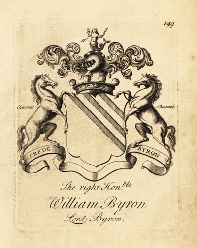 Wappen des hochverehrten William Byron, Lord Byron, 4. Baron Byron (1670-1736) von Andrew Johnston