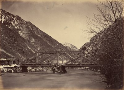 Tafel 42. Mormon Turnpike Brücke, Mündung des Weber Canyons, 1869 von Andrew Joseph Russell