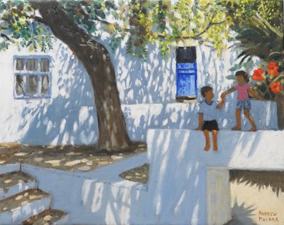 Blaue Tür, Mykonos, Griechenland, 2024 von Andrew Macara