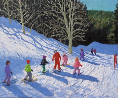Kinderskikurs, Courchevel nach La Tania, 2019 von Andrew Macara