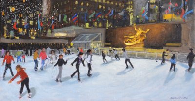 Abend, Rockefeller-Eisbahn, New York von Andrew Macara
