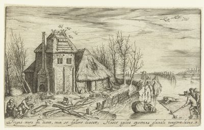 Winterlandschaft mit Schlittschuhläufern von Andries Jacobsz. Stock