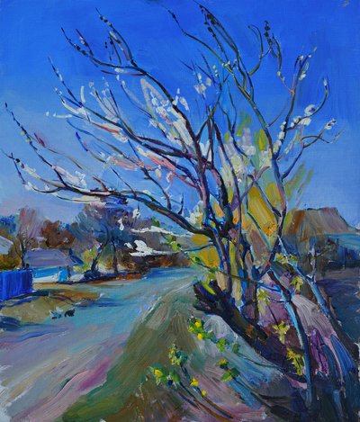 Blühender Dorfweg von Andrii Kutsachenko
