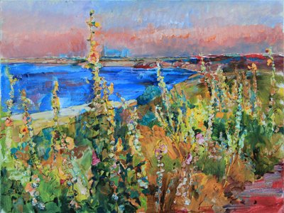 Sonnenuntergang über Küstenblüten von Andrii Kutsachenko