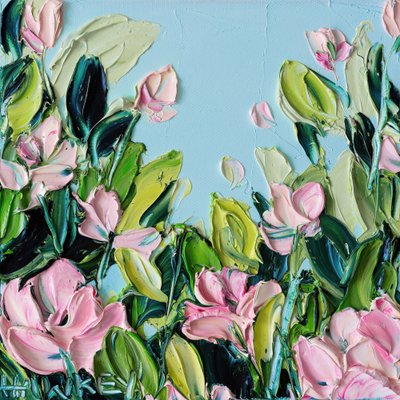 Rosa Blüten Blauer Himmel von Angela Hawkey