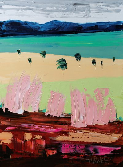 Lebhafte texturierte Landschaft von Angela Hawkey