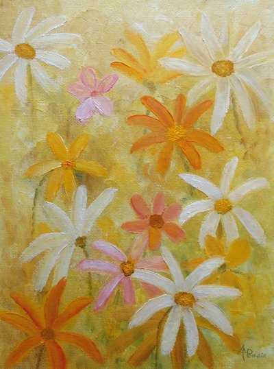 Fröhliches Gänseblümchenfeld von Angeles M. Pomata