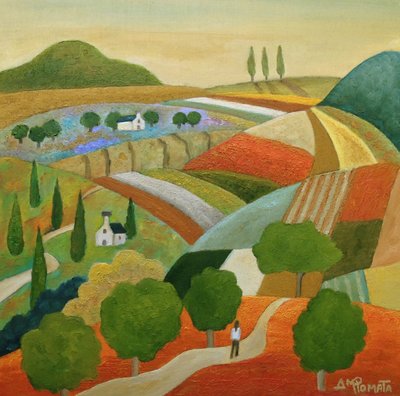Bunte Toskanische Landschaft von Angeles M. Pomata