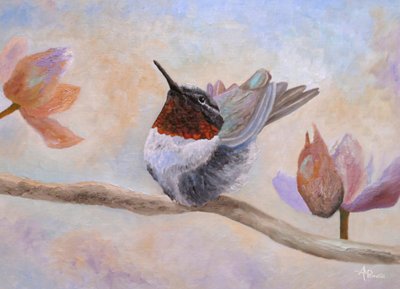 Kolibri unter Blüten von Angeles M. Pomata